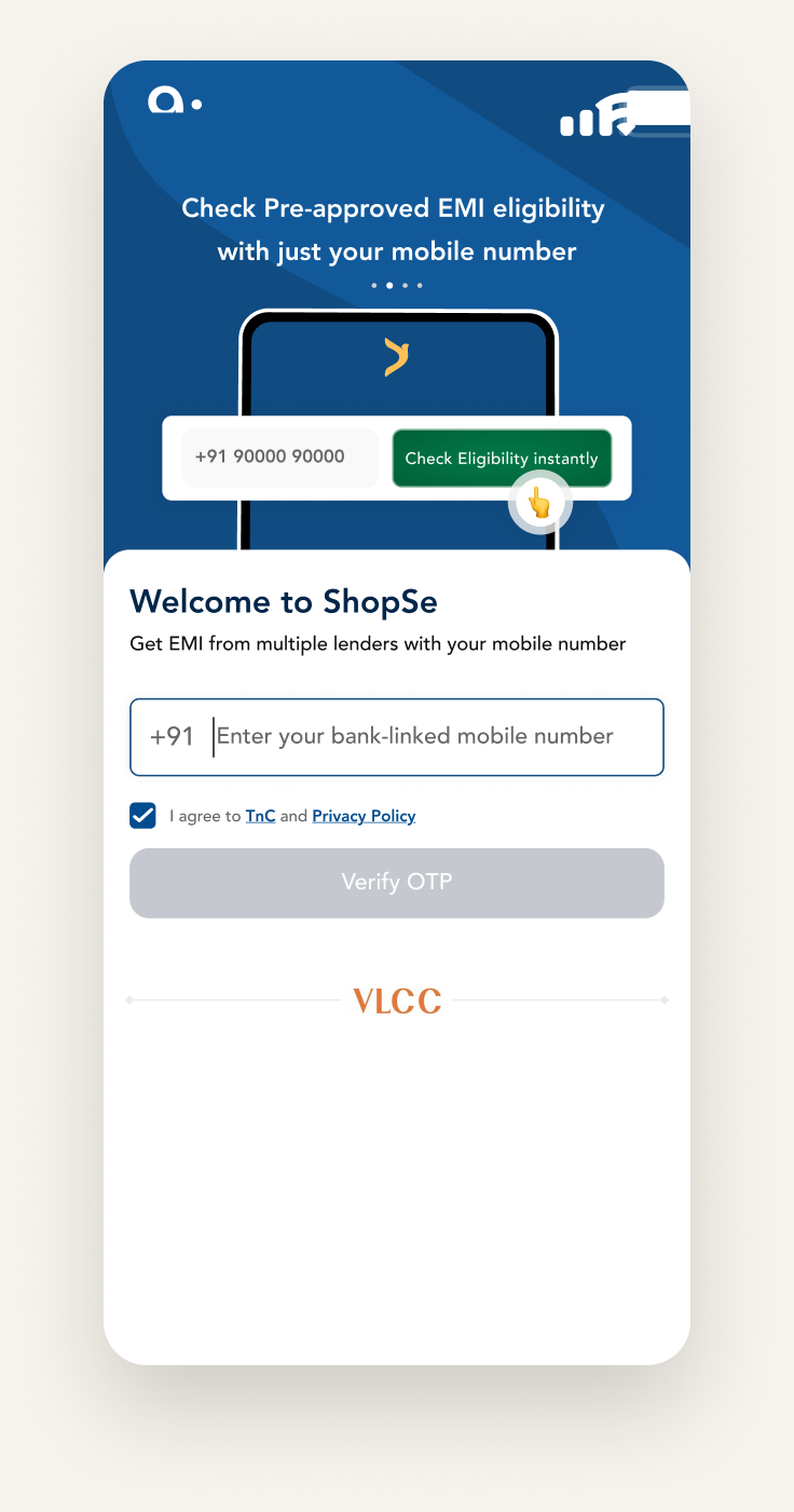 Login screen with inline OTP