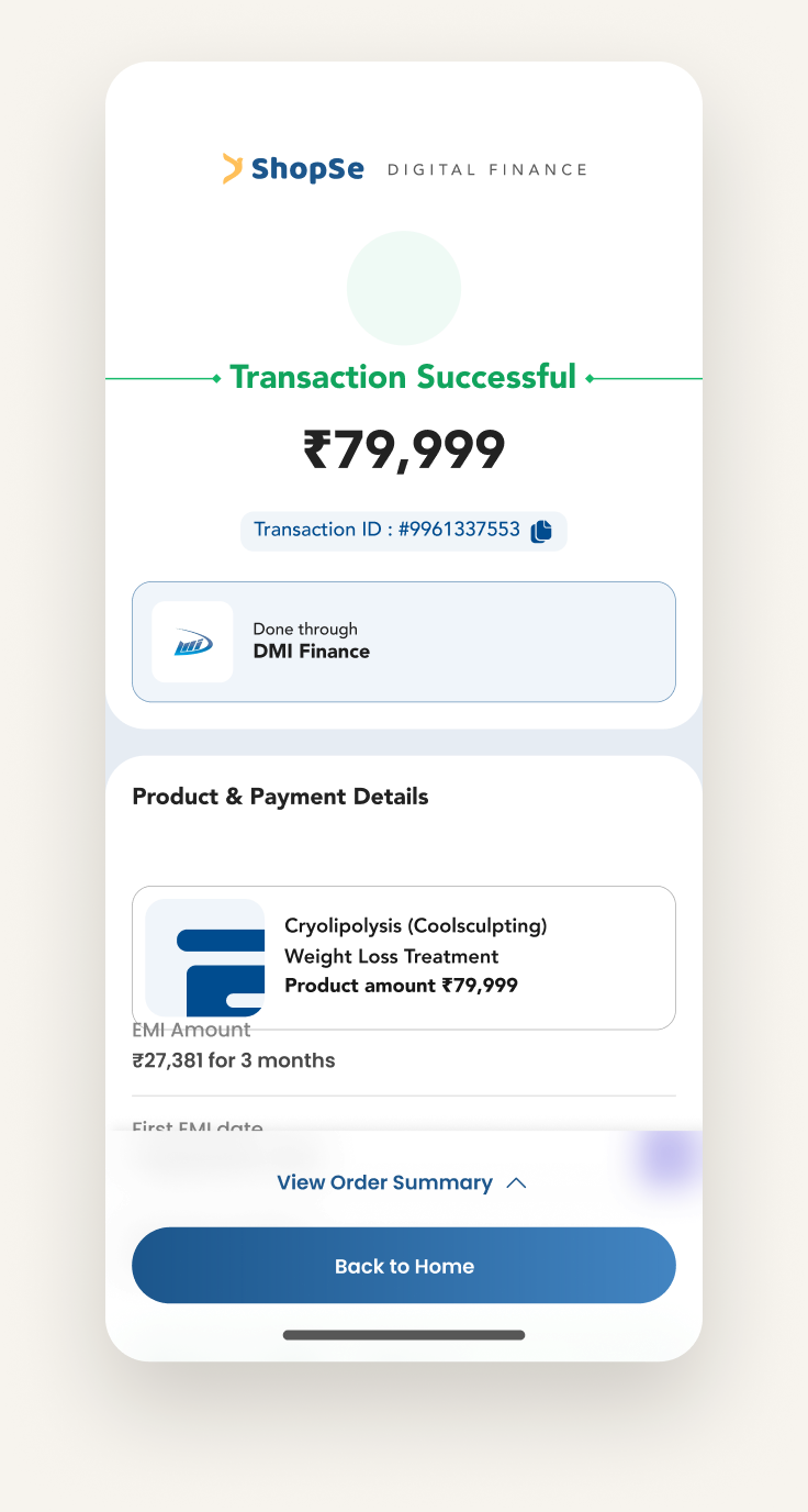 Transaction success with full payment details
